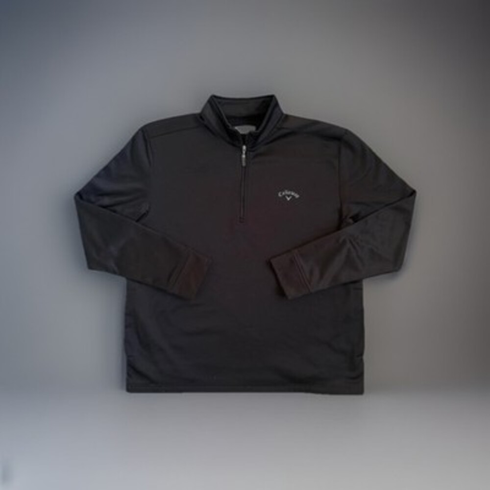 Callaway Jacket Mens M Black 1/4 Zip Fleece Lined Softshell Golf Pullover